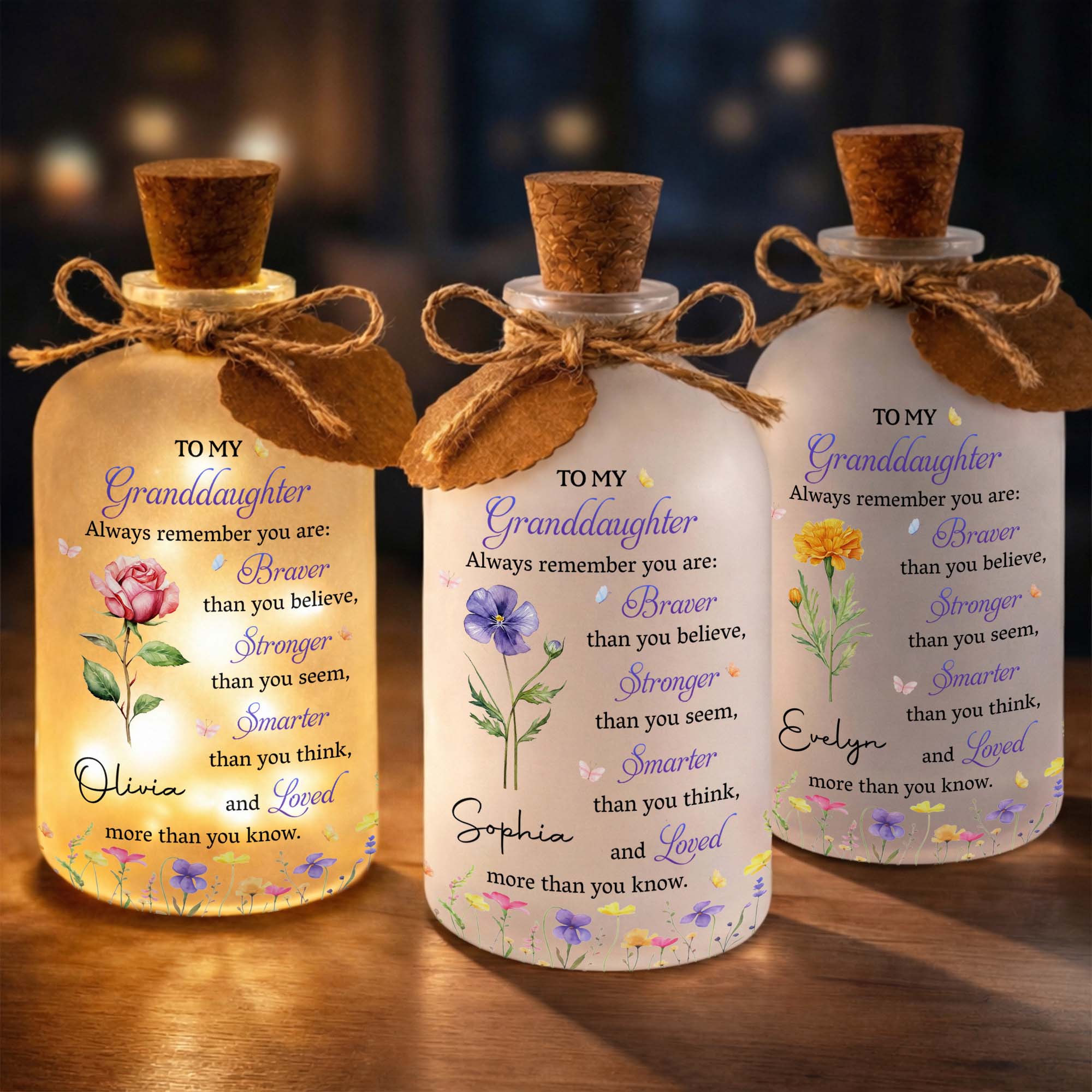 Personalized Short Bottle Light Custom Name Gift for Granddaughter