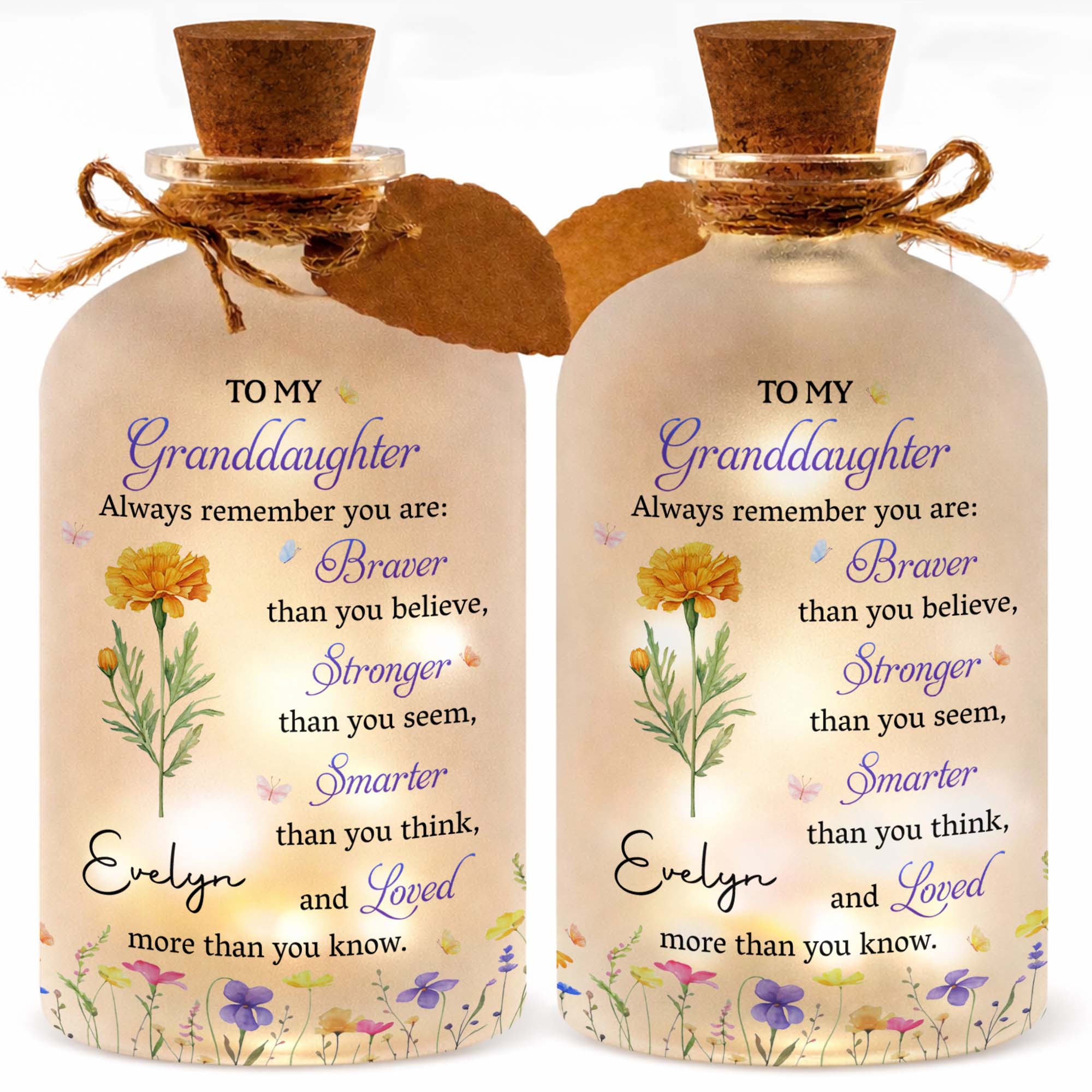 Personalized Short Bottle Light Custom Name Gift for Granddaughter