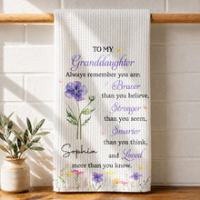 Load image into Gallery viewer, Personalized Kitchen Towel Gift for Granddaughter with Flower Design
