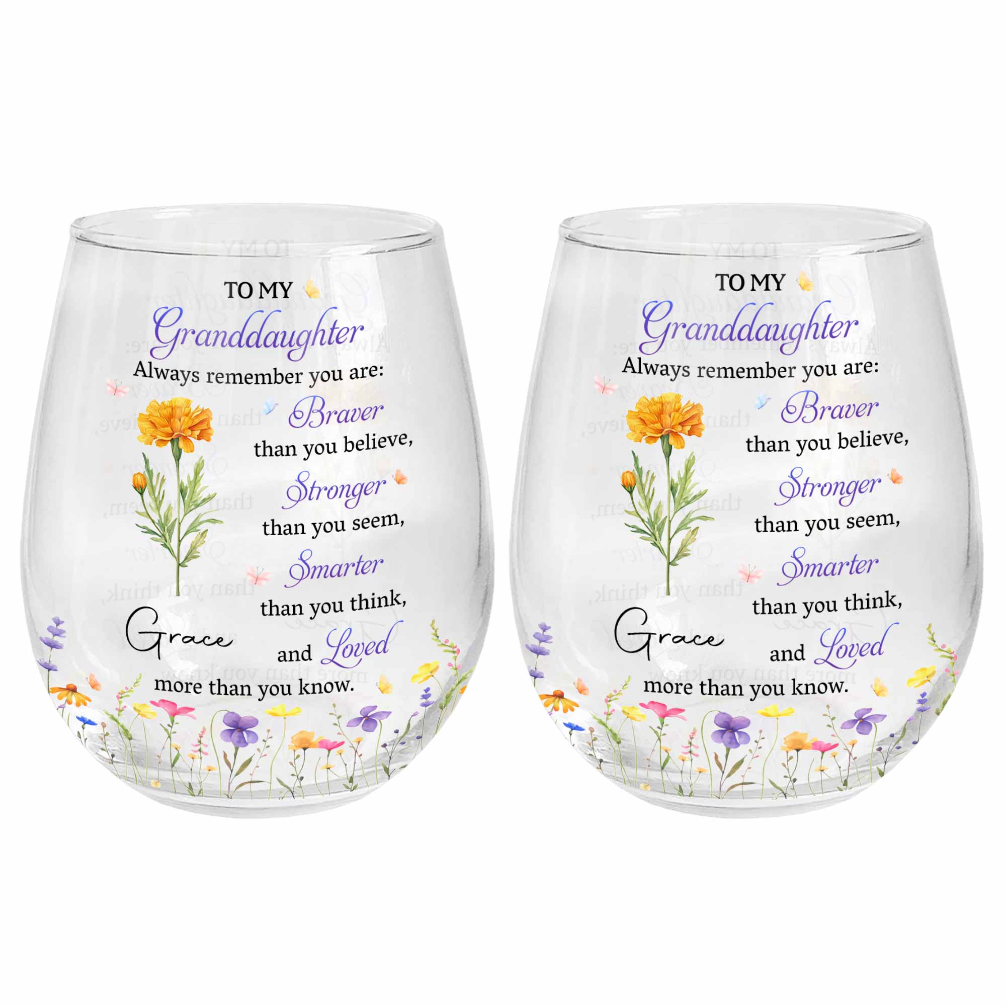 Personalized Stemless Wine Glass Gift for Granddaughter
