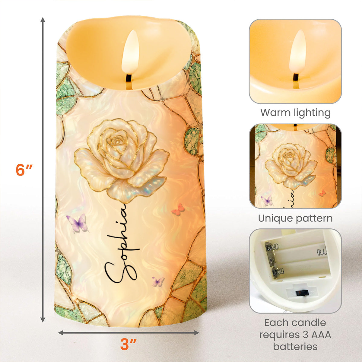Personalized LED Candle Custom Name Gift for Granddaughter