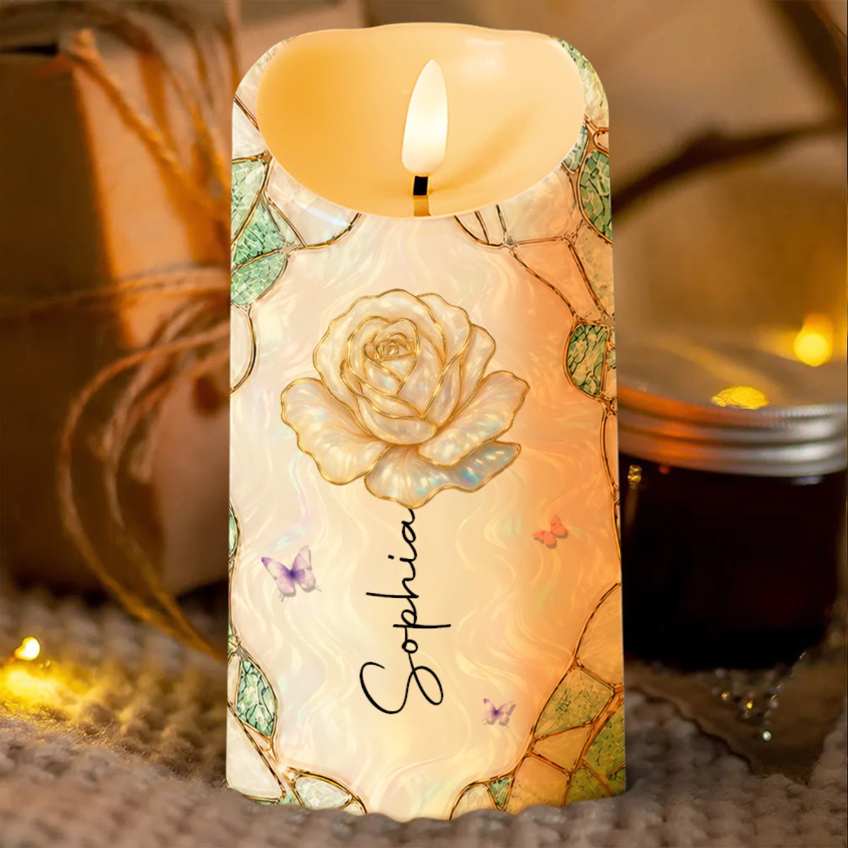 Personalized LED Candle Custom Name Gift for Granddaughter