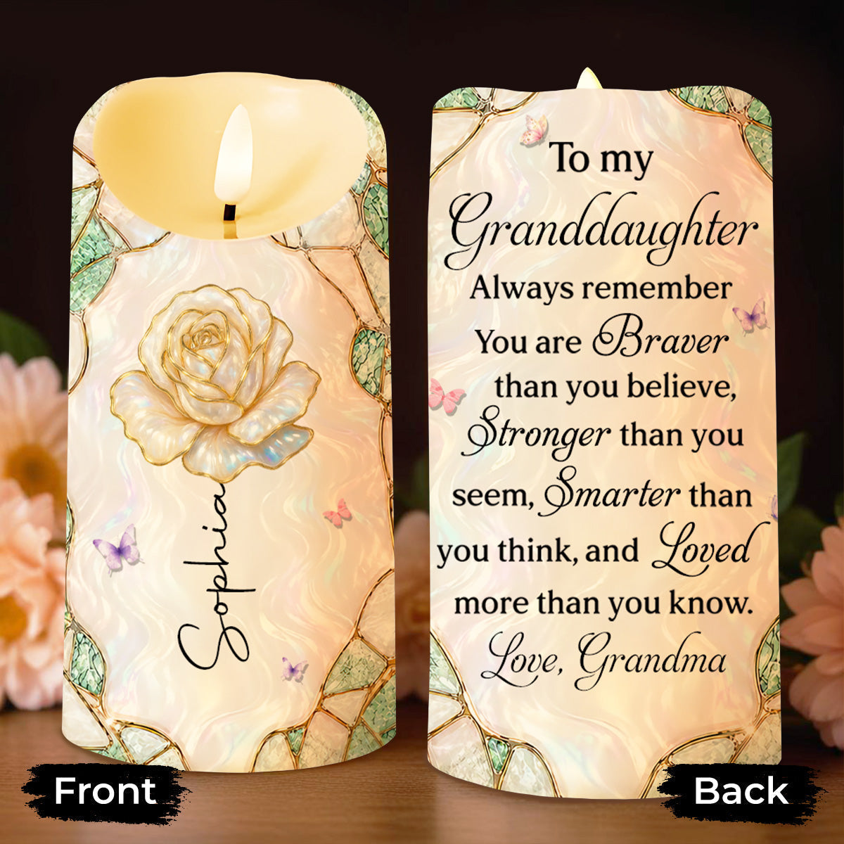Personalized LED Candle Custom Name Gift for Granddaughter
