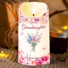 Load image into Gallery viewer, Personalized LED Candle Custom Birth Month Flowers Gift for Granddaughter

