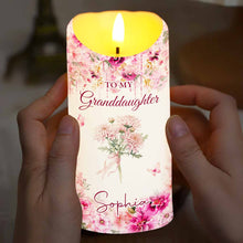 Load image into Gallery viewer, Personalized LED Candle Custom Birth Month Flowers Gift for Granddaughter
