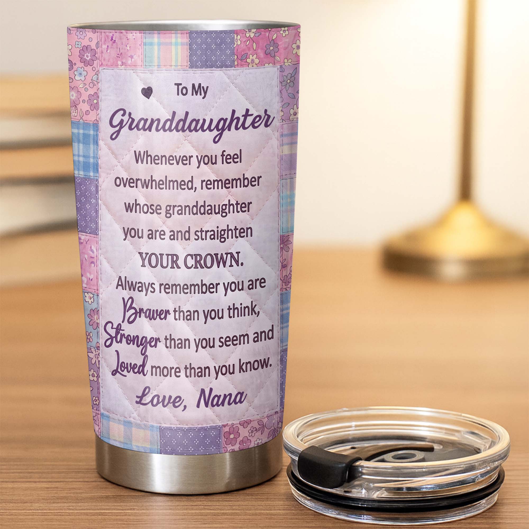 Personalized Stainless Steel Tumbler Custom Birth Month Flowers Gift for Granddaughter