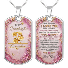 Load image into Gallery viewer, Personalized Dog Tag Necklace Custom Birth Month Flowers for Granddaughter
