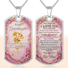 Load image into Gallery viewer, Personalized Dog Tag Necklace Custom Birth Month Flowers for Granddaughter
