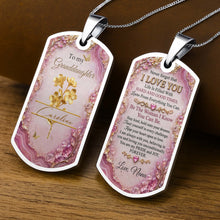 Load image into Gallery viewer, Personalized Dog Tag Necklace Custom Birth Month Flowers for Granddaughter
