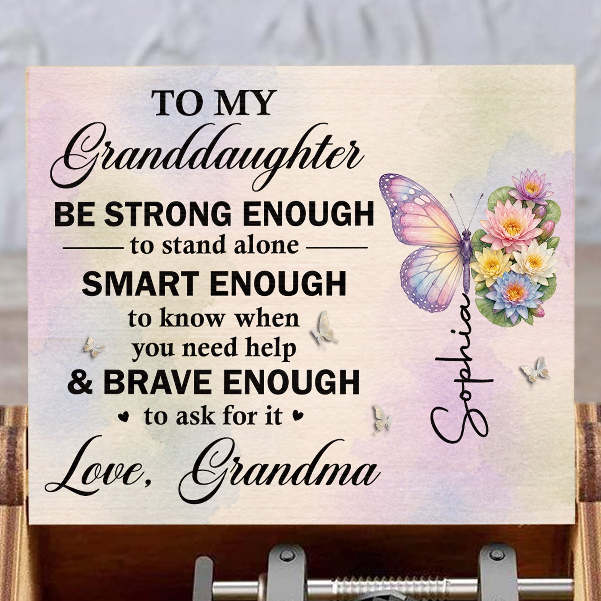 Personalized Wooden Music Box for Granddaughter Custom Gift