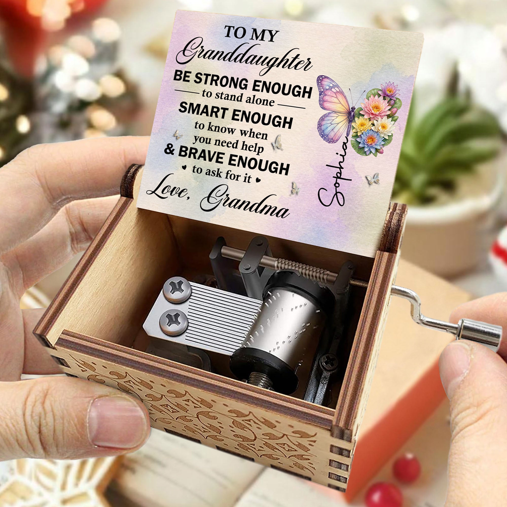 Personalized Wooden Music Box for Granddaughter Custom Gift