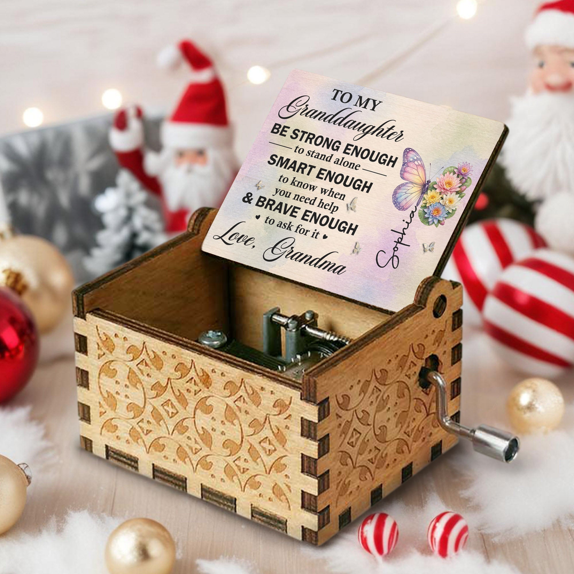 Personalized Wooden Music Box for Granddaughter Custom Gift