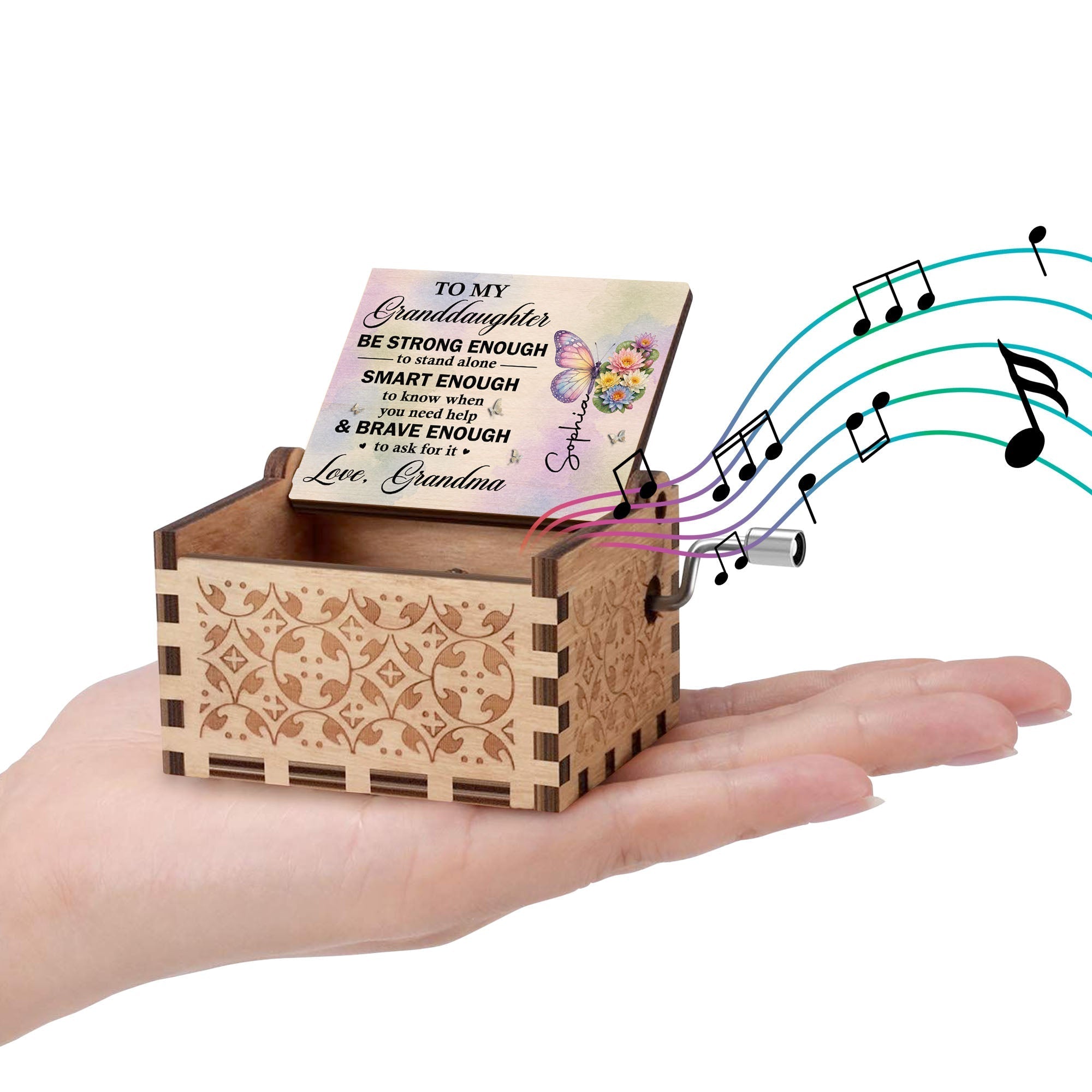 Personalized Wooden Music Box for Granddaughter Custom Gift