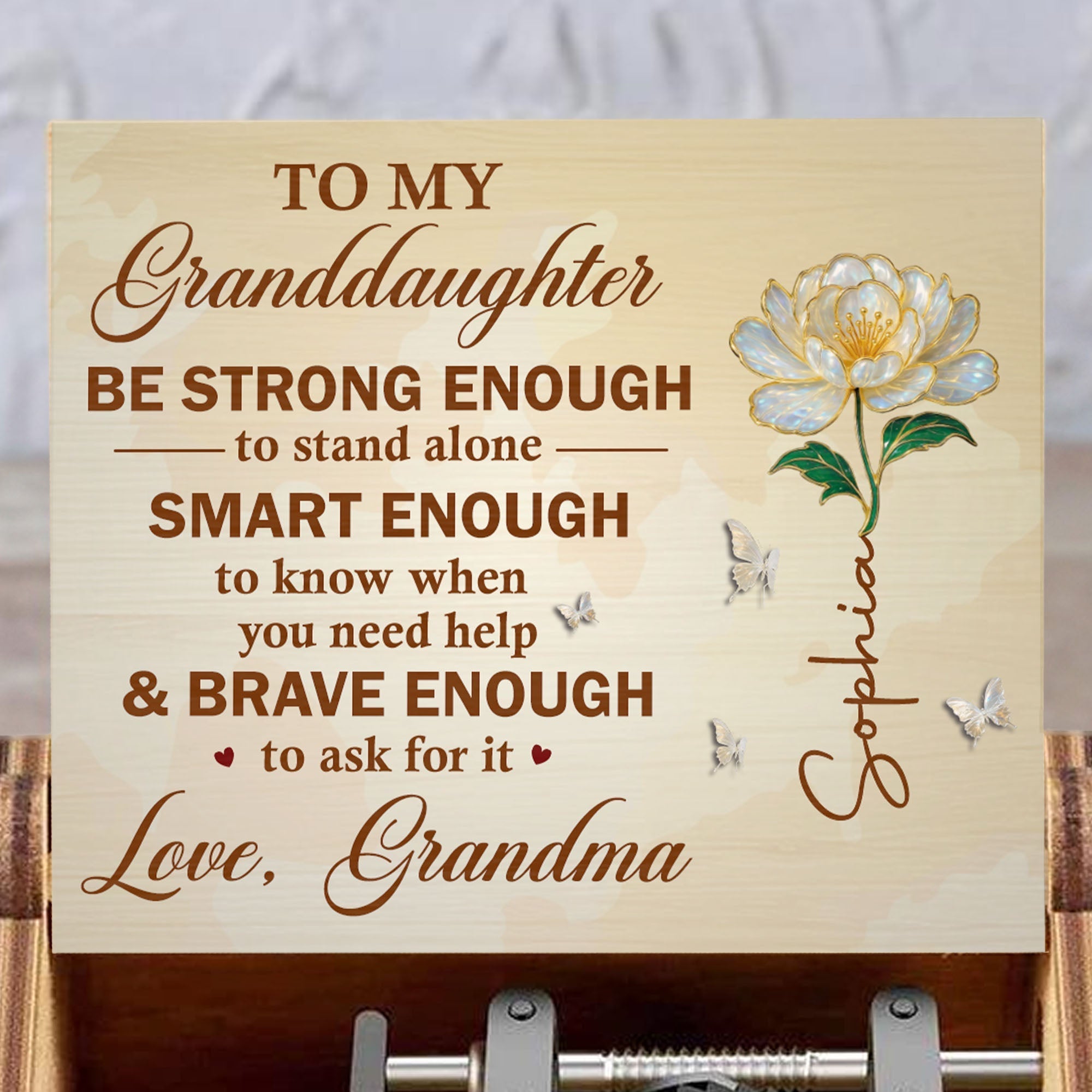 Personalized Wooden Music Box Custom Birth Month Flower Gift for Granddaughter