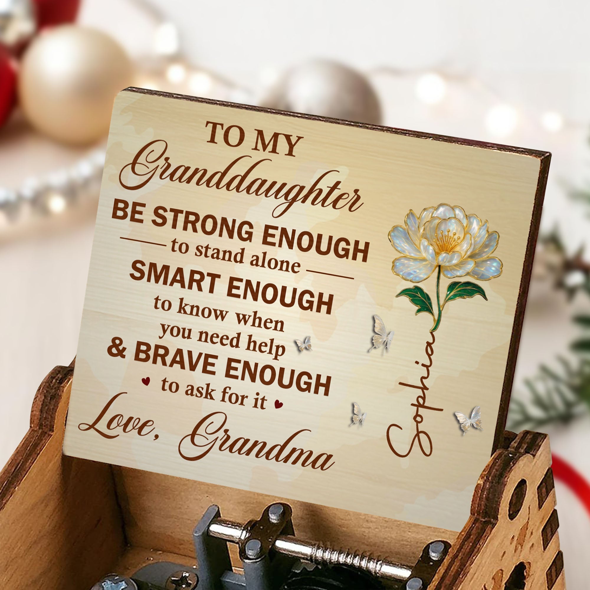 Personalized Wooden Music Box Custom Birth Month Flower Gift for Granddaughter