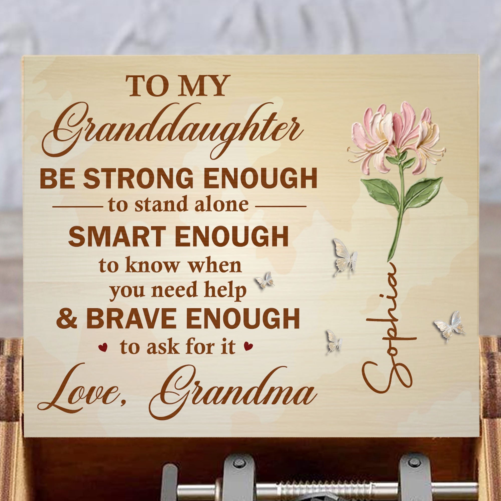 Personalized Music Box Custom Birth Month Flower Gift for Granddaughter