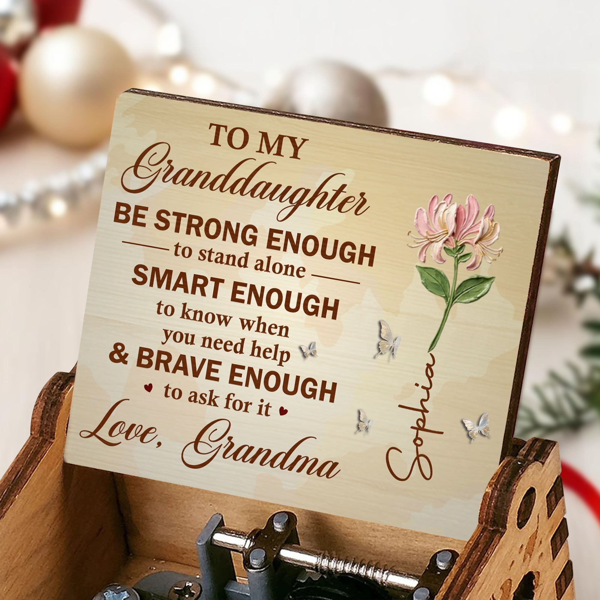 Personalized Music Box Custom Birth Month Flower Gift for Granddaughter