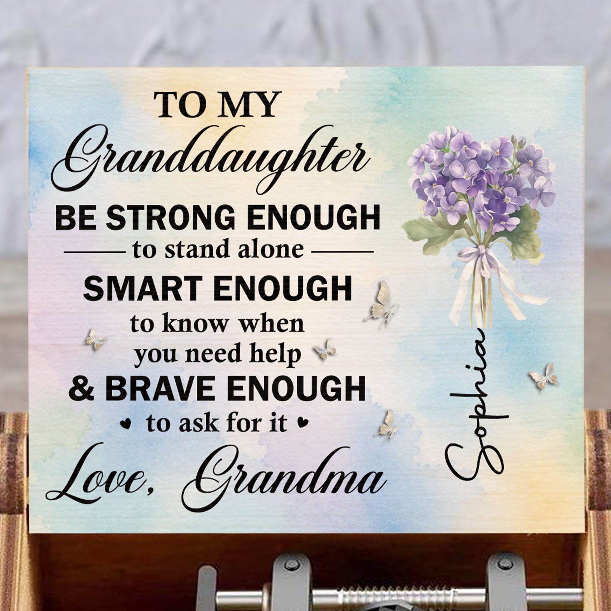 Personalized Wooden Music Box Custom Name Gift for Granddaughter