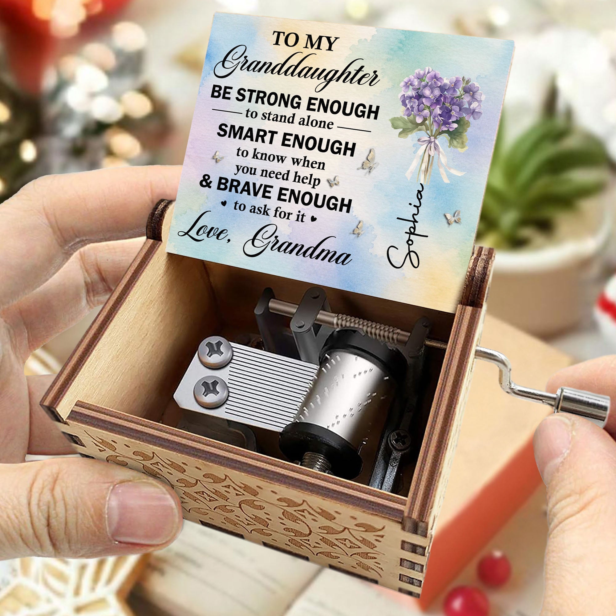 Personalized Wooden Music Box Custom Name Gift for Granddaughter