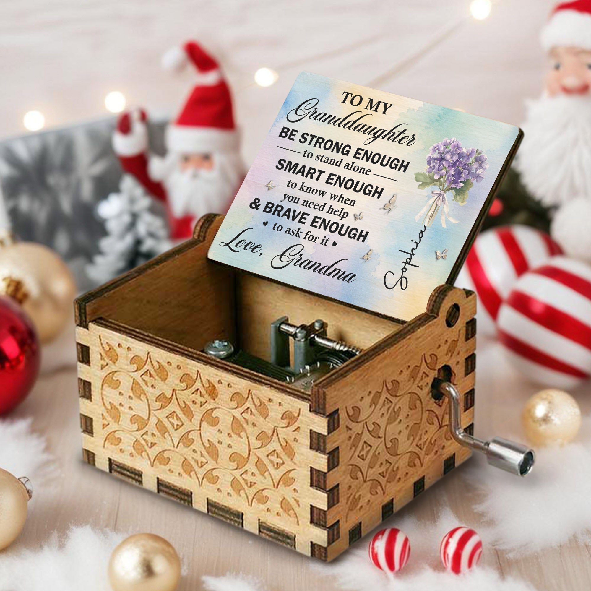 Personalized Wooden Music Box Custom Name Gift for Granddaughter