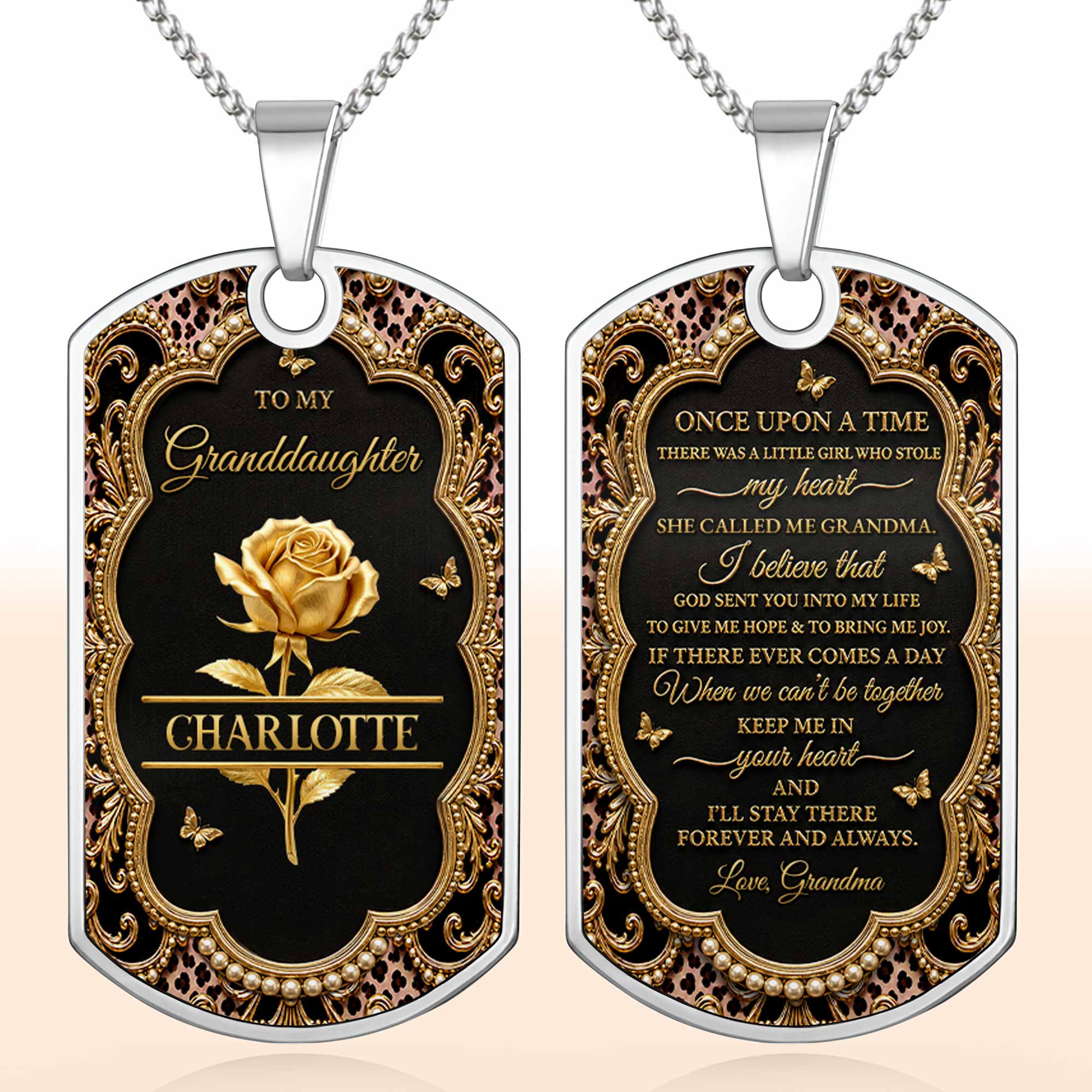 Personalized Dog Tag Necklace Custom for Granddaughter Gift