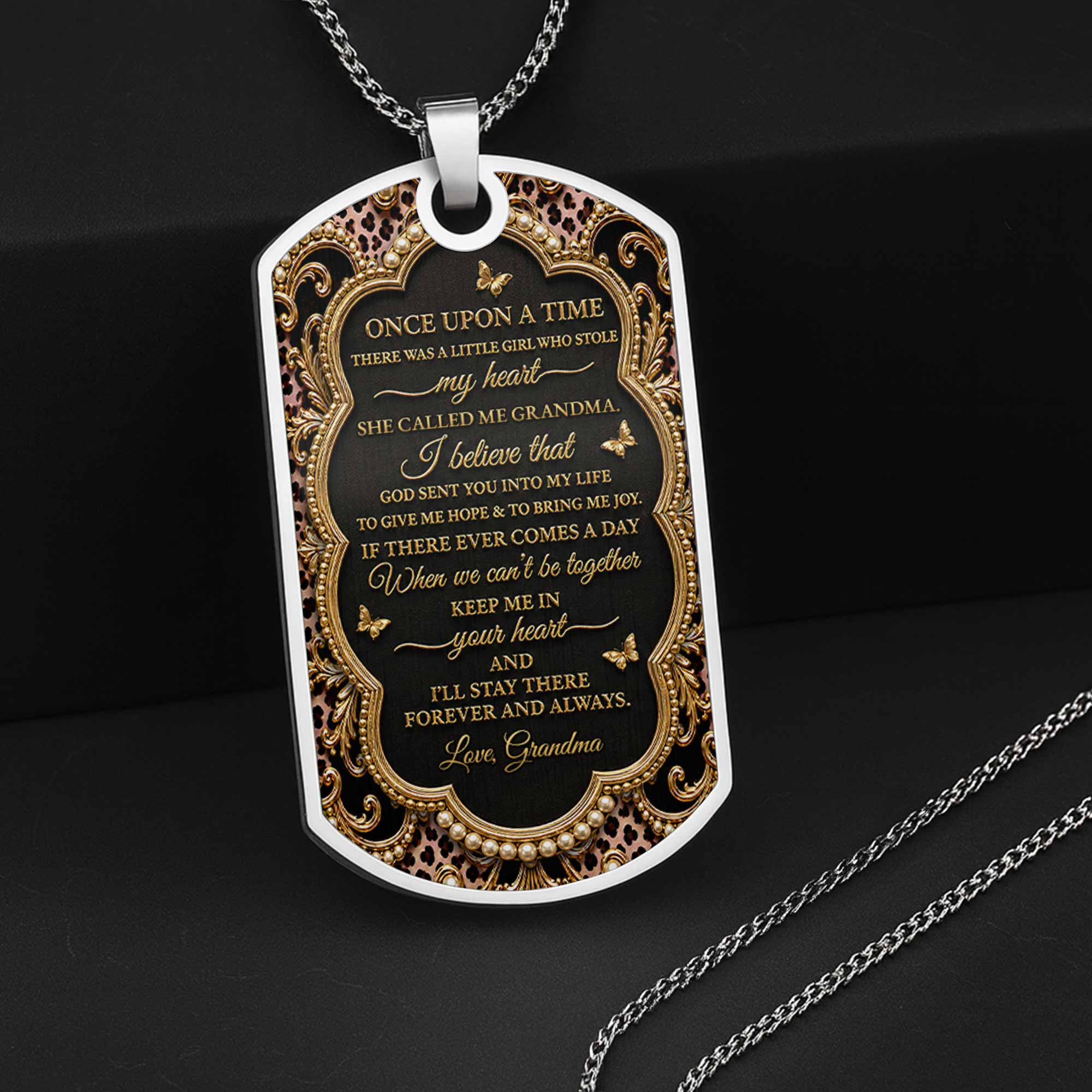 Personalized Dog Tag Necklace Custom for Granddaughter Gift