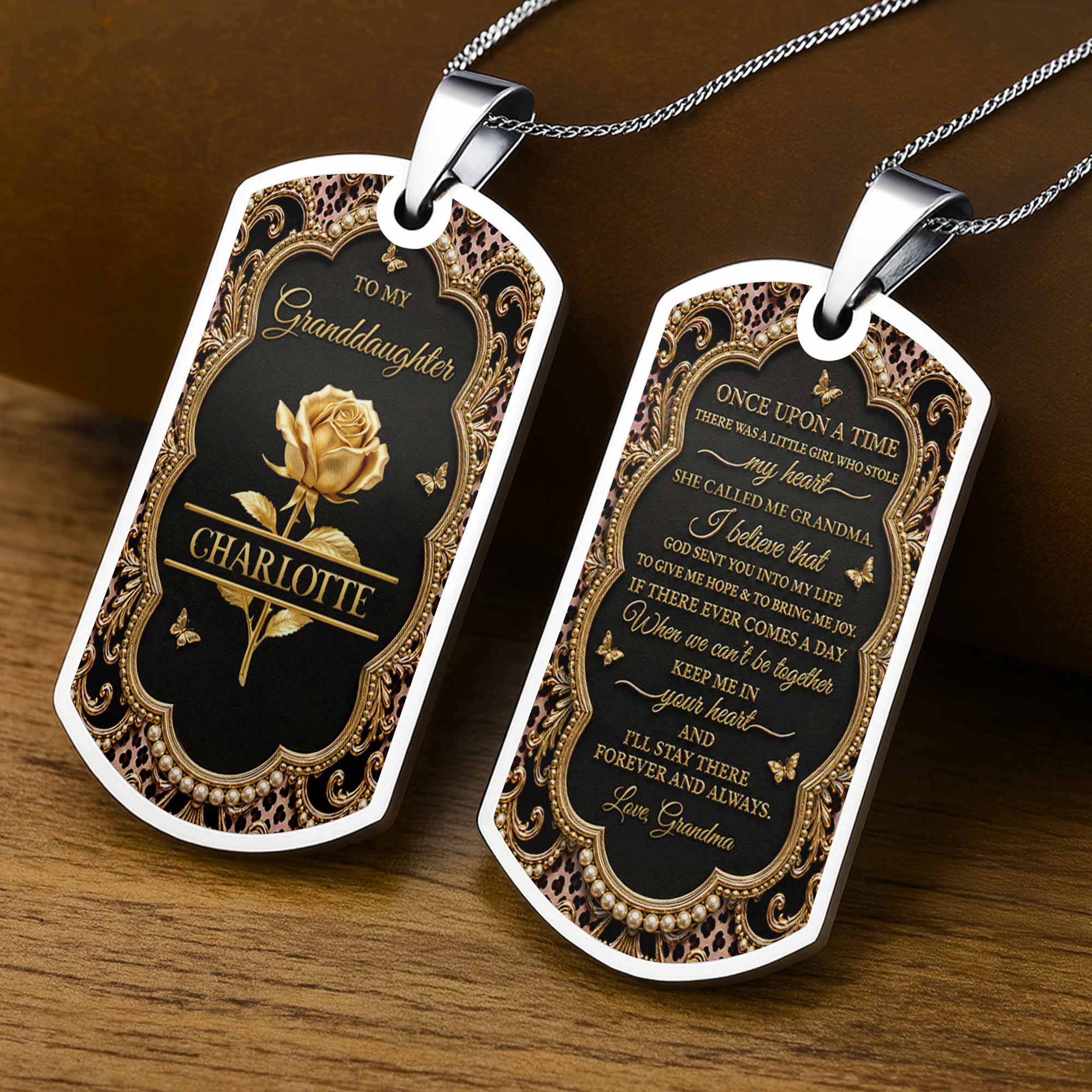 Personalized Dog Tag Necklace Custom for Granddaughter Gift