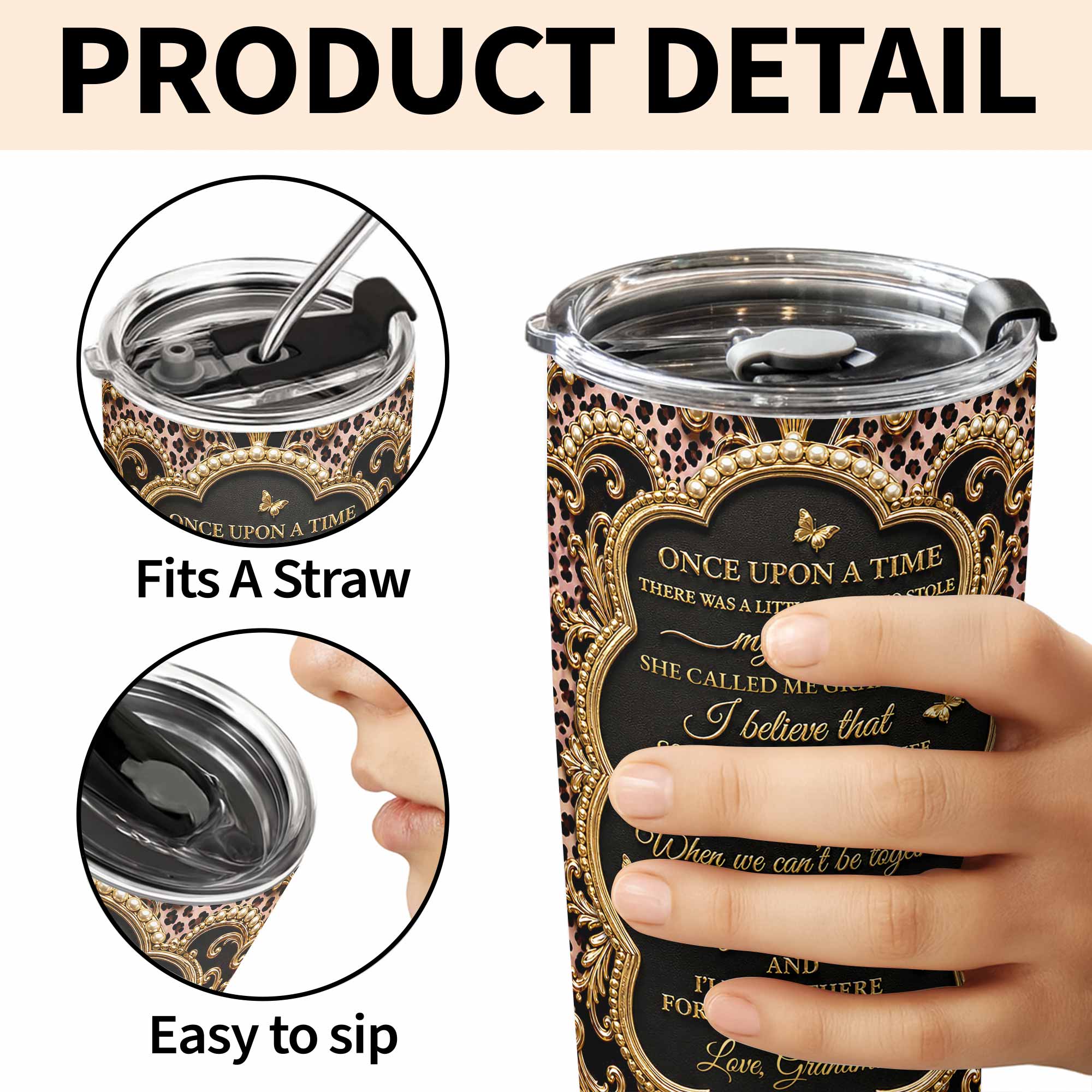 Personalized 20oz Stainless Steel Tumbler for Granddaughter - Birth Month Flower Design
