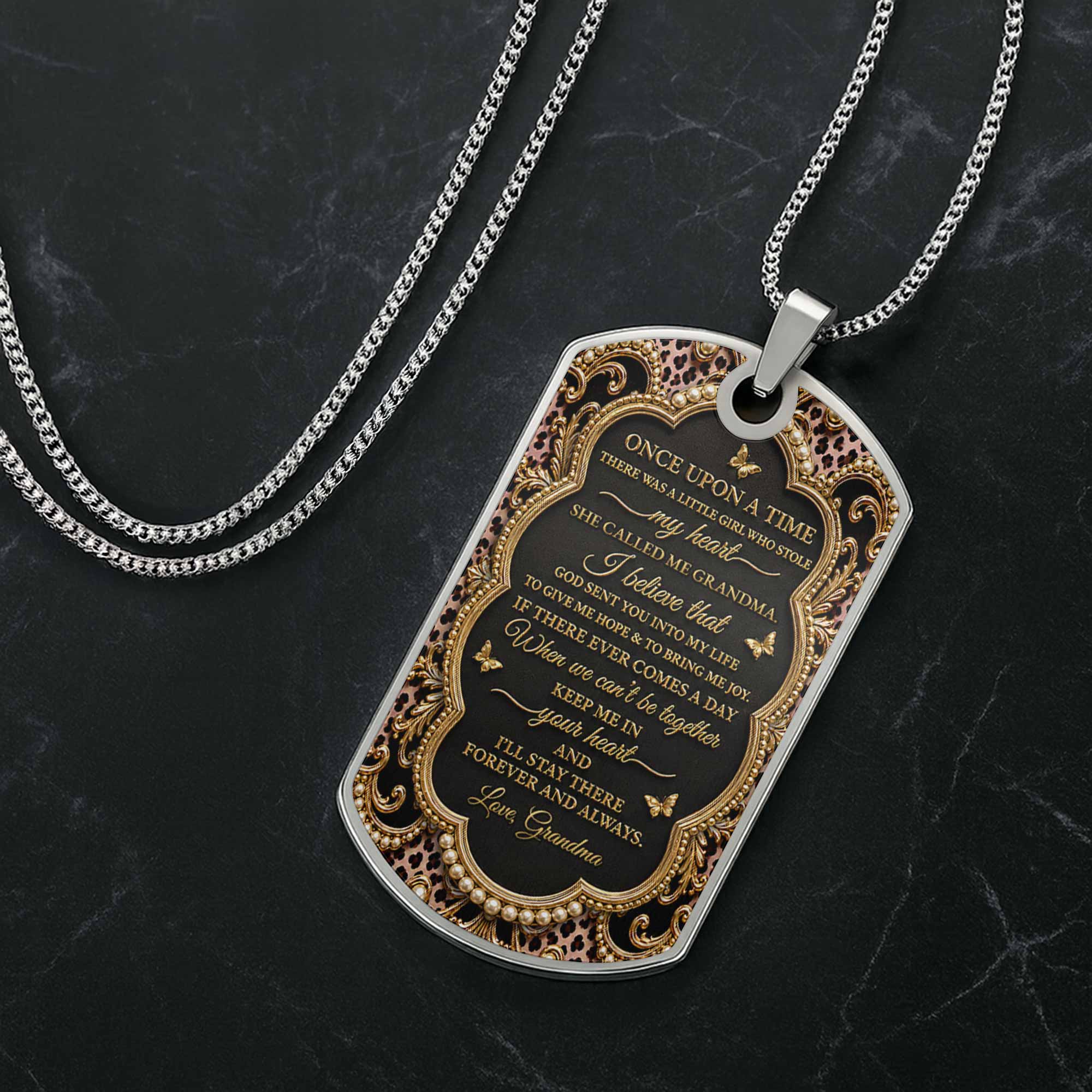 Personalized Dog Tag Necklace Custom Name for Granddaughter