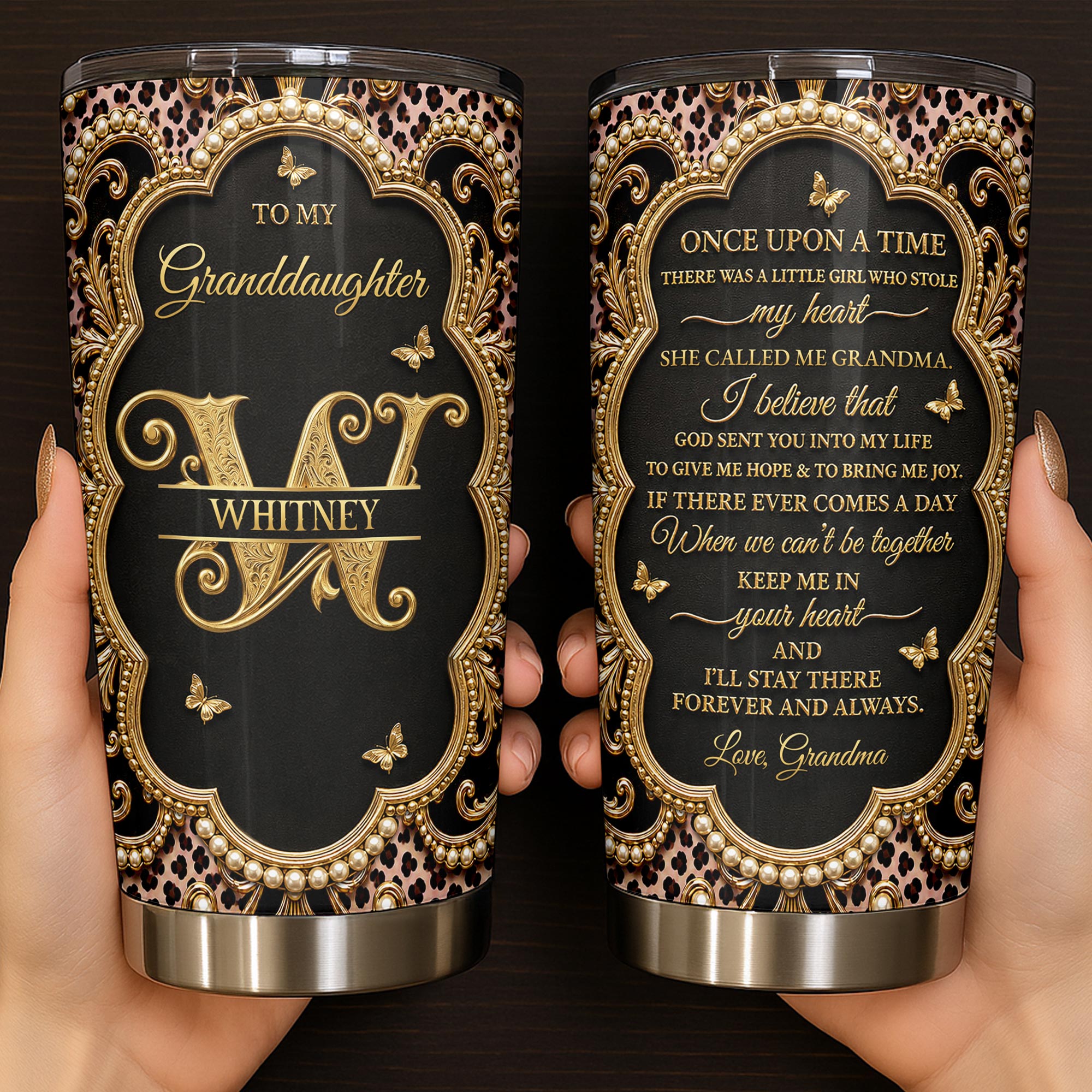 Personalized 20oz Stainless Steel Tumbler Custom Name Gift for Granddaughter