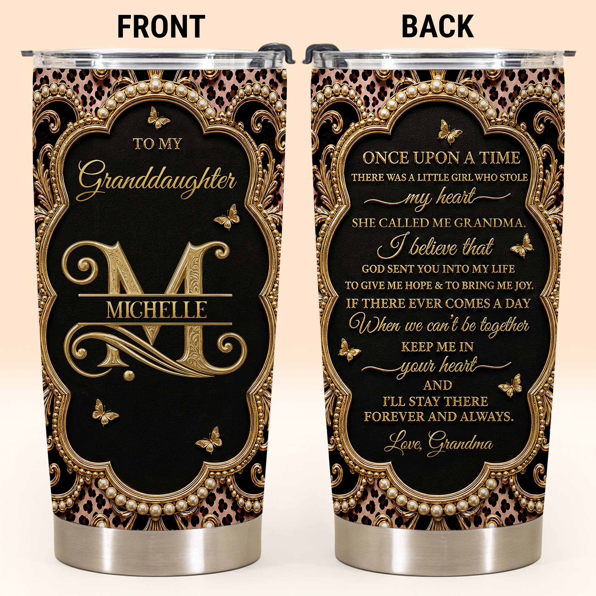 Personalized 20oz Stainless Steel Tumbler Custom Name Gift for Granddaughter