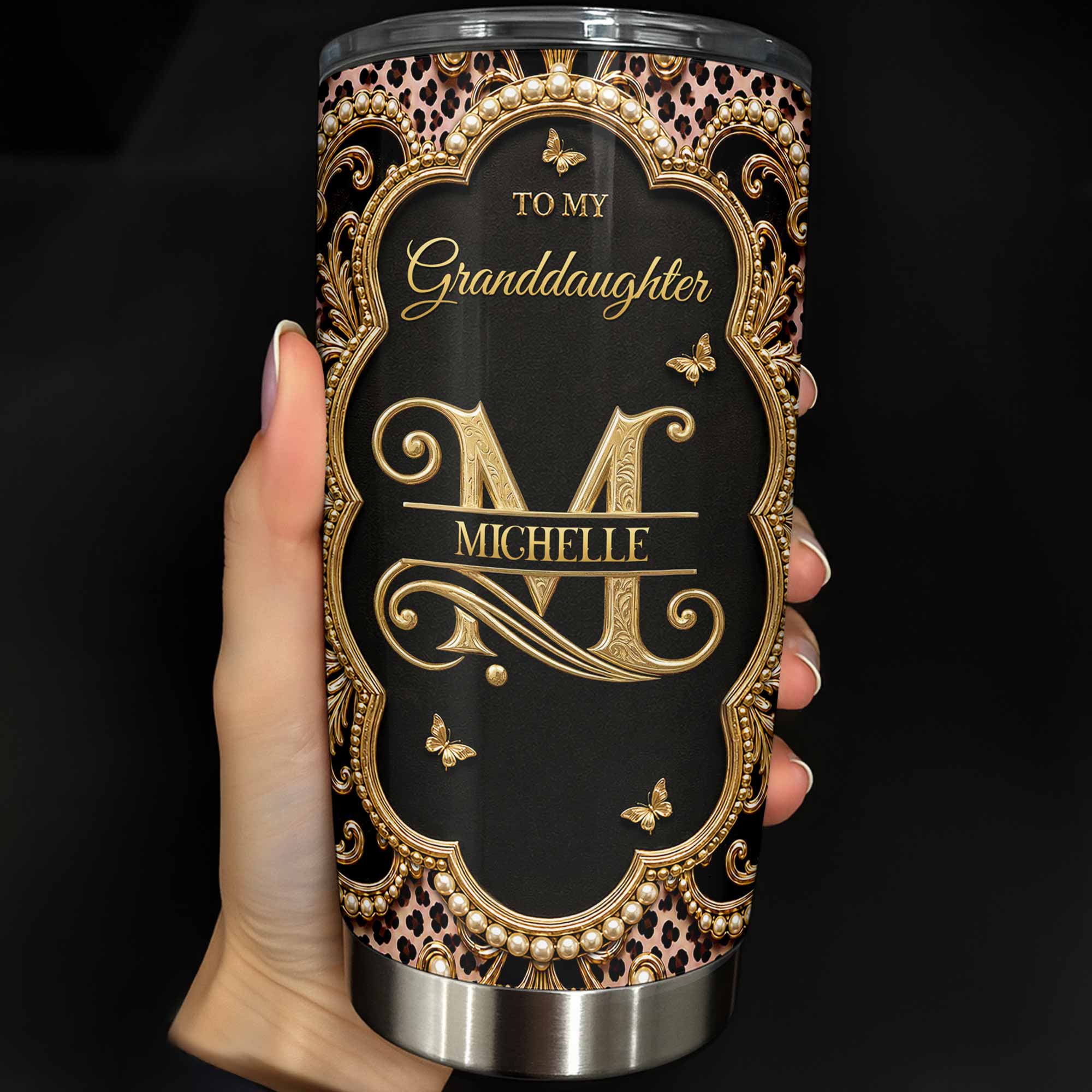 Personalized 20oz Stainless Steel Tumbler Custom Name Gift for Granddaughter