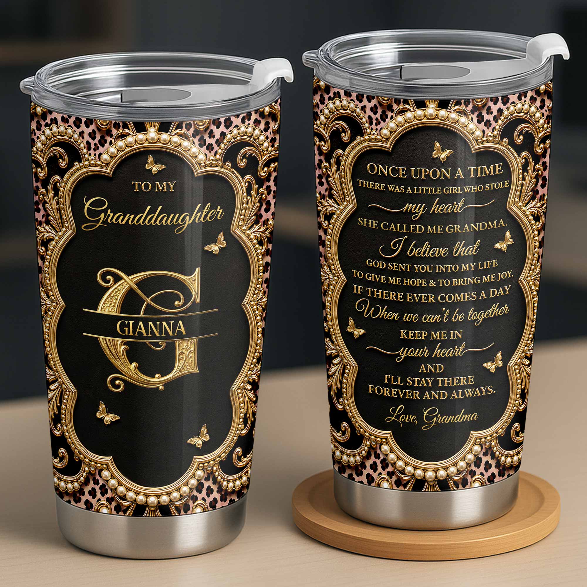 Personalized 20oz Stainless Steel Tumbler Custom Name Gift for Granddaughter