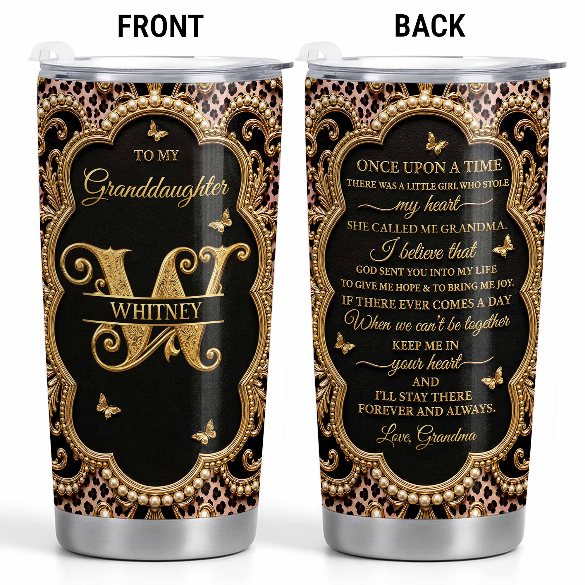 Personalized 20oz Stainless Steel Tumbler Custom Name Gift for Granddaughter