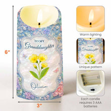 Load image into Gallery viewer, Personalized LED Candle for Granddaughter with Flowers &amp; Butterflies
