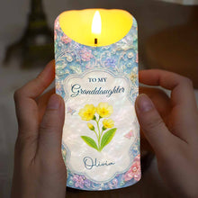 Load image into Gallery viewer, Personalized LED Candle for Granddaughter with Flowers &amp; Butterflies
