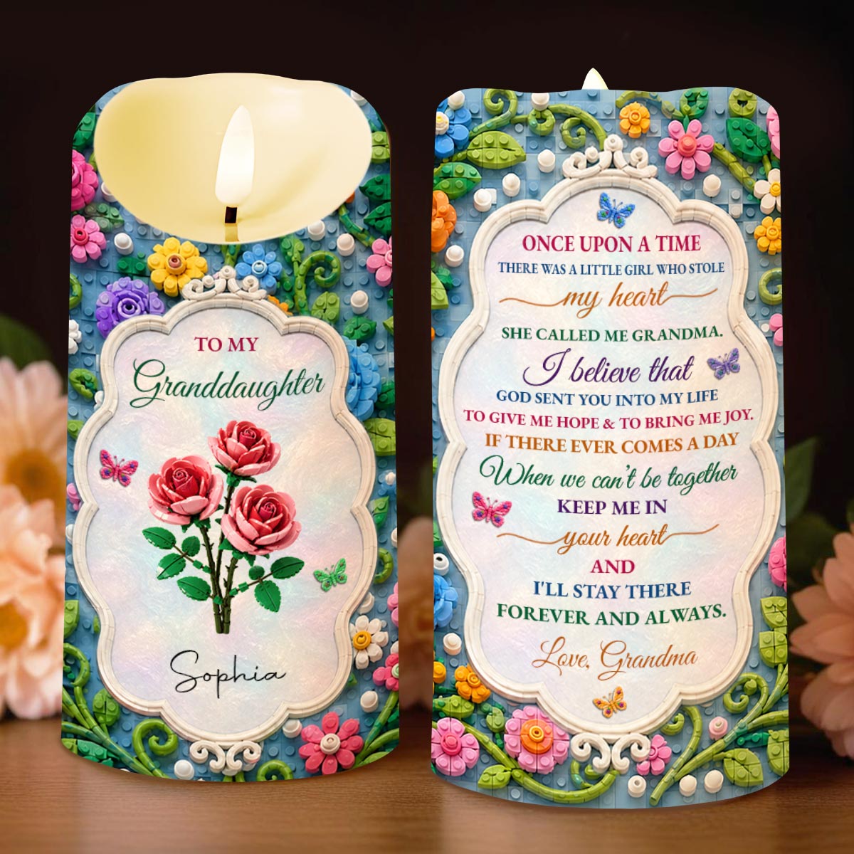 Personalized LED Candle Custom Name Gift for Granddaughter