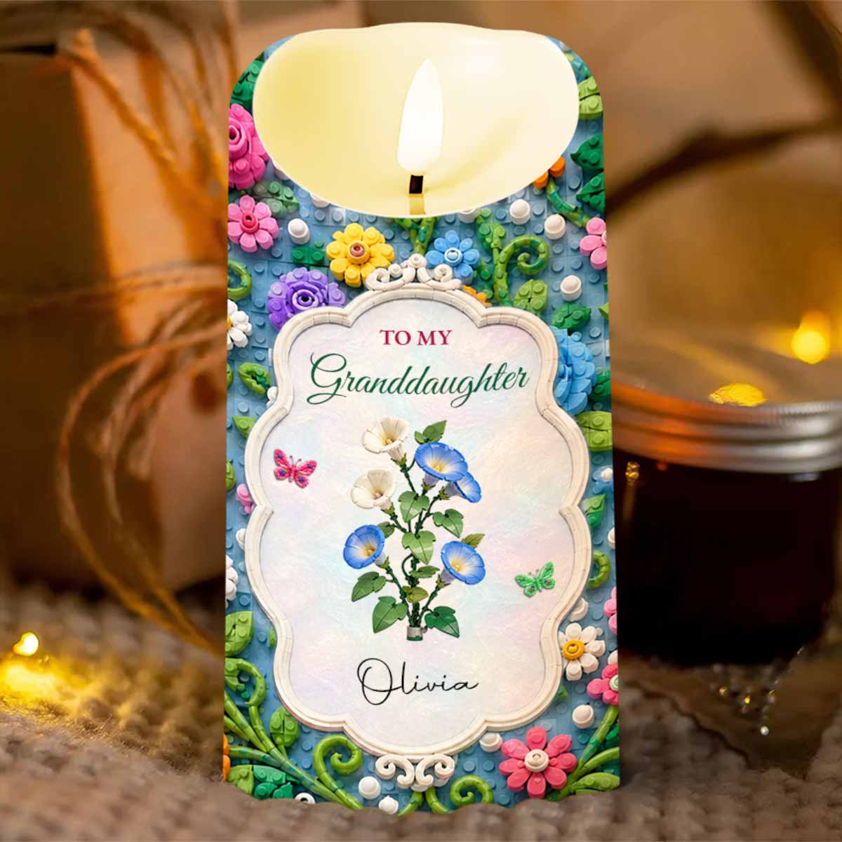 Personalized LED Candle Custom Name Gift for Granddaughter