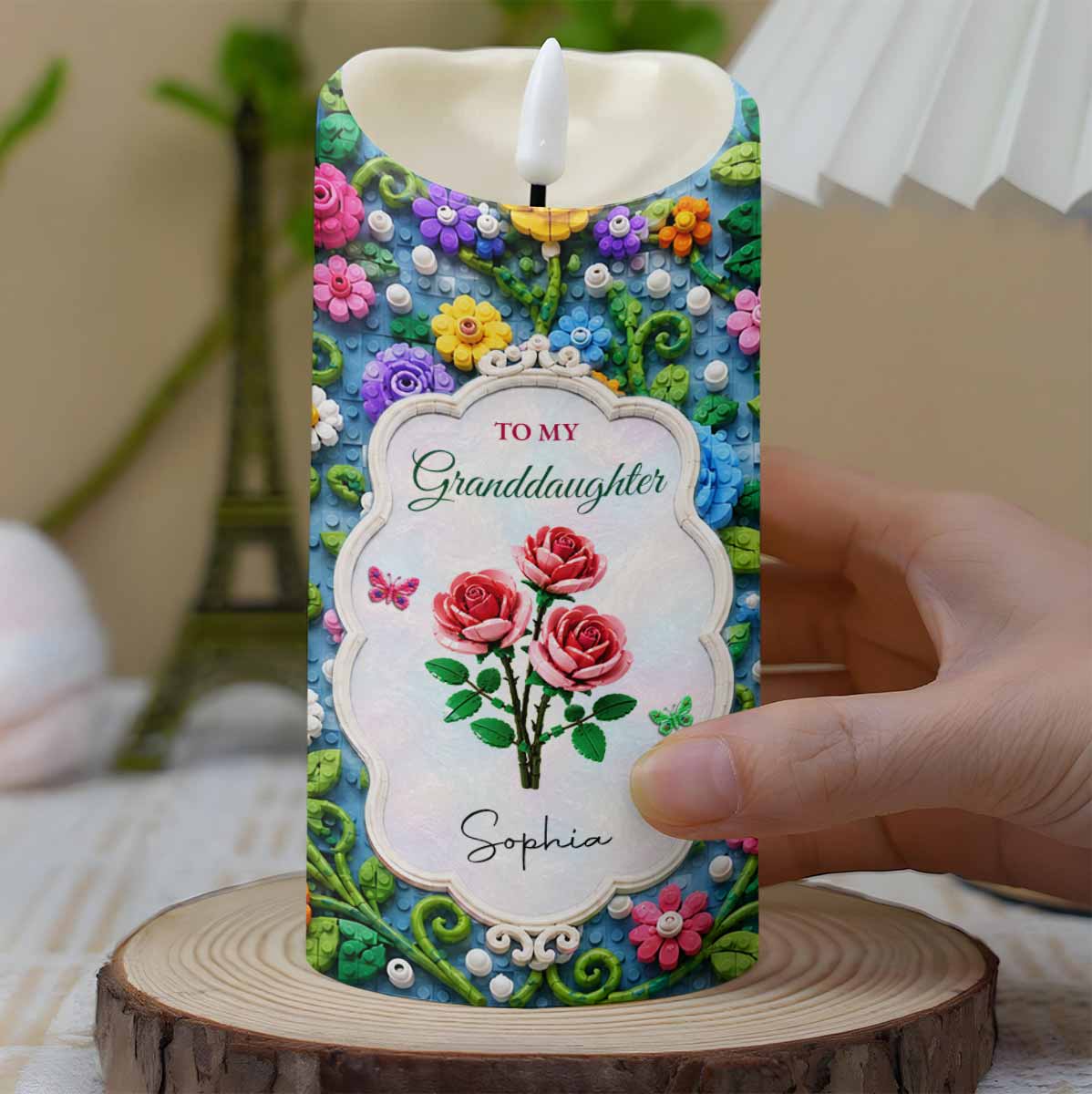 Personalized LED Candle Custom Name Gift for Granddaughter