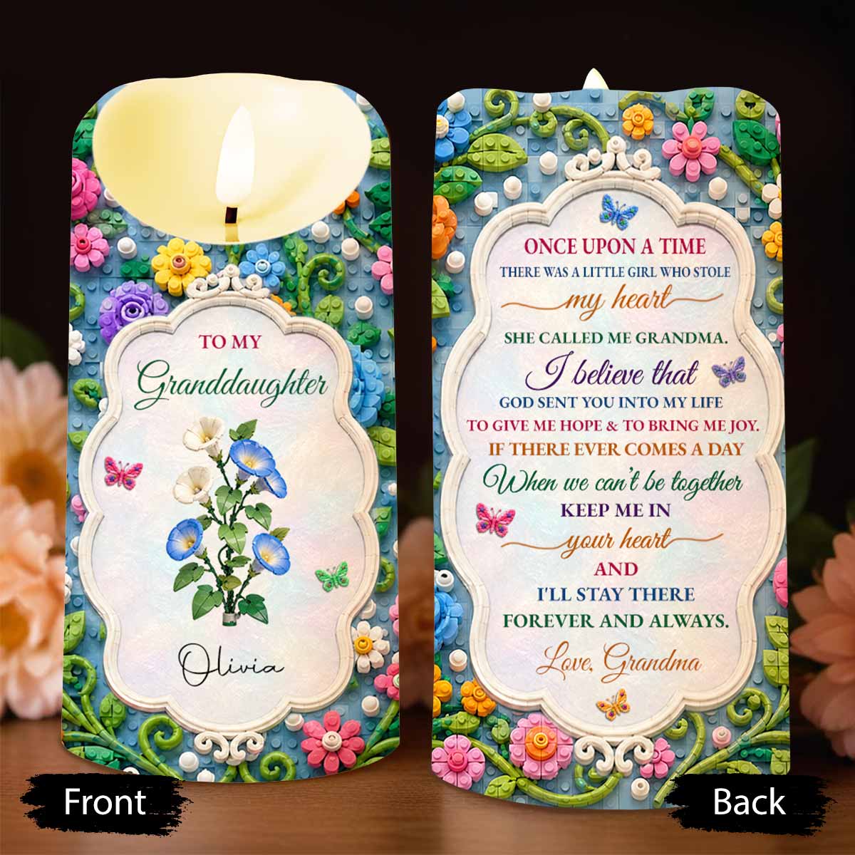 Personalized LED Candle Custom Name Gift for Granddaughter