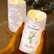 Load image into Gallery viewer, Personalized LED Candle for Granddaughter with Birth Month Flower &amp; Butterfly Gift
