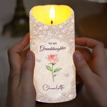 Load image into Gallery viewer, Personalized LED Candle for Granddaughter with Birth Month Flower &amp; Butterfly Gift
