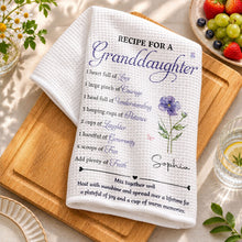 Load image into Gallery viewer, Personalized Kitchen Towel with Birth Month Flower Gift for Granddaughter
