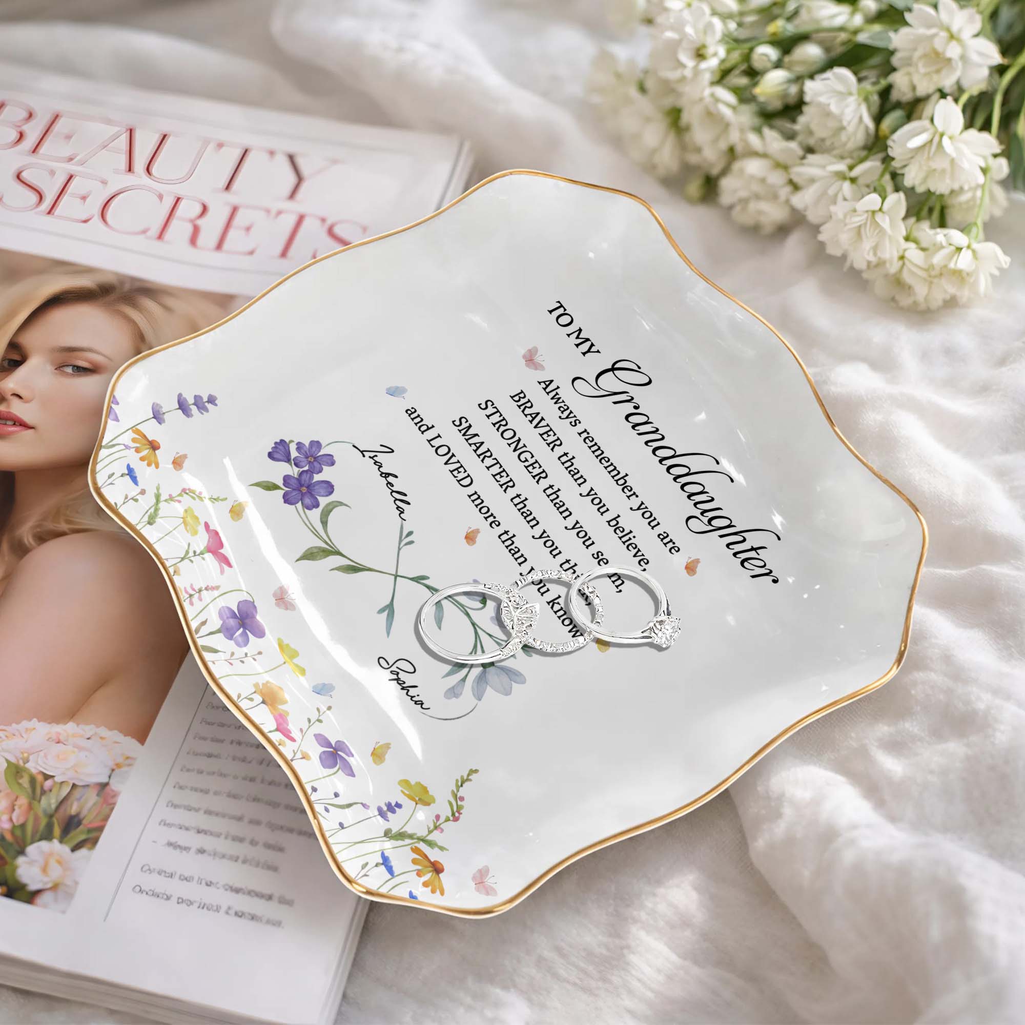 Personalized Jewelry Dish Custom Name Gift for Granddaughter