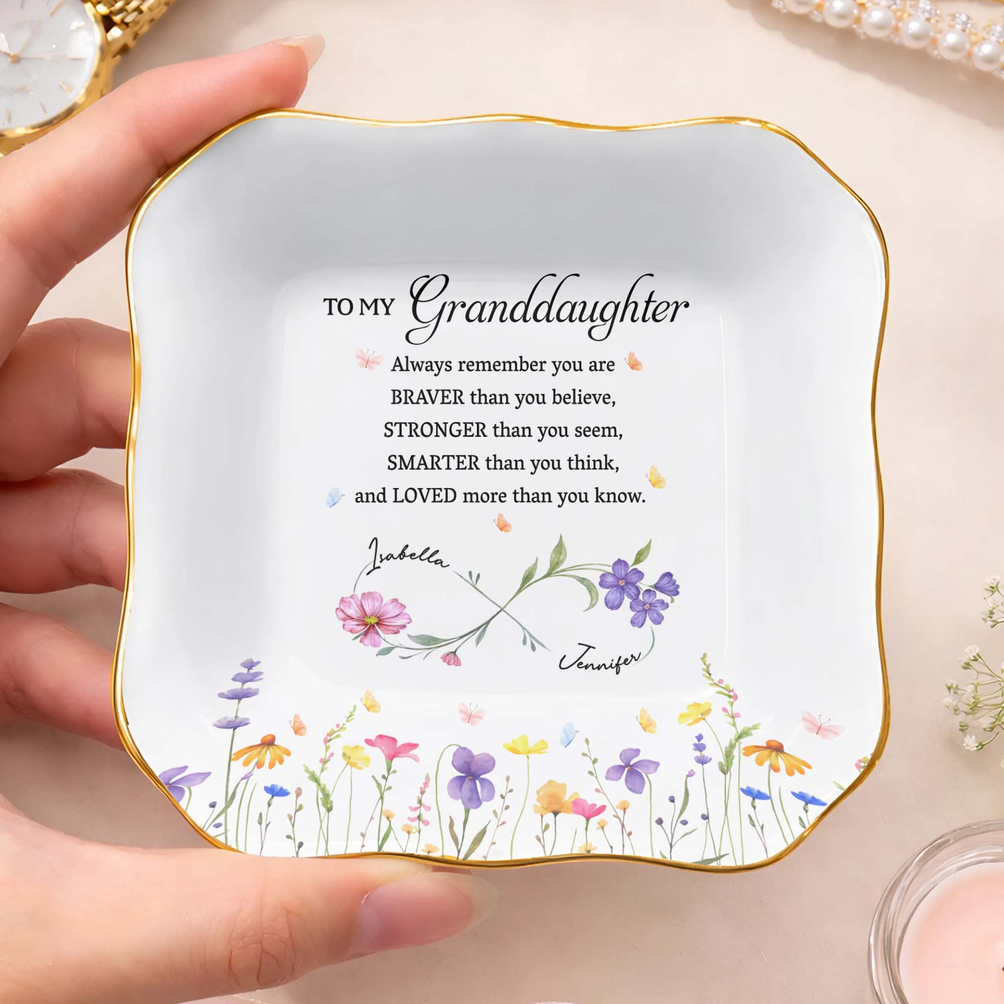 Personalized Jewelry Dish Custom Name Gift for Granddaughter
