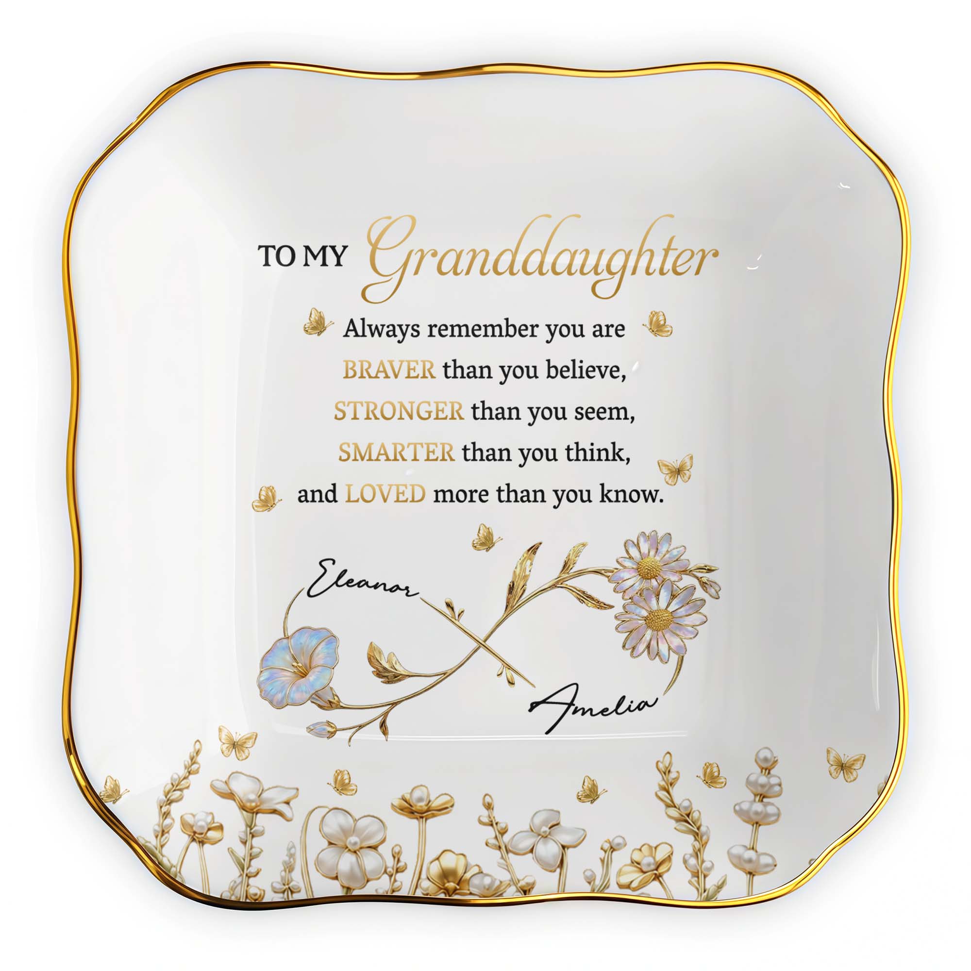 Personalized Lace Jewelry Dish Custom Name Gift for Granddaughter