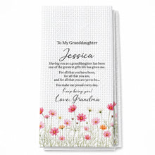 Load image into Gallery viewer, Personalized Kitchen Towel Custom Pink Flower Gift for Granddaughter
