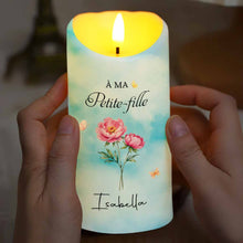 Load image into Gallery viewer, Personalized LED Candle with Birth Month Flowers Custom Gift for Granddaughter
