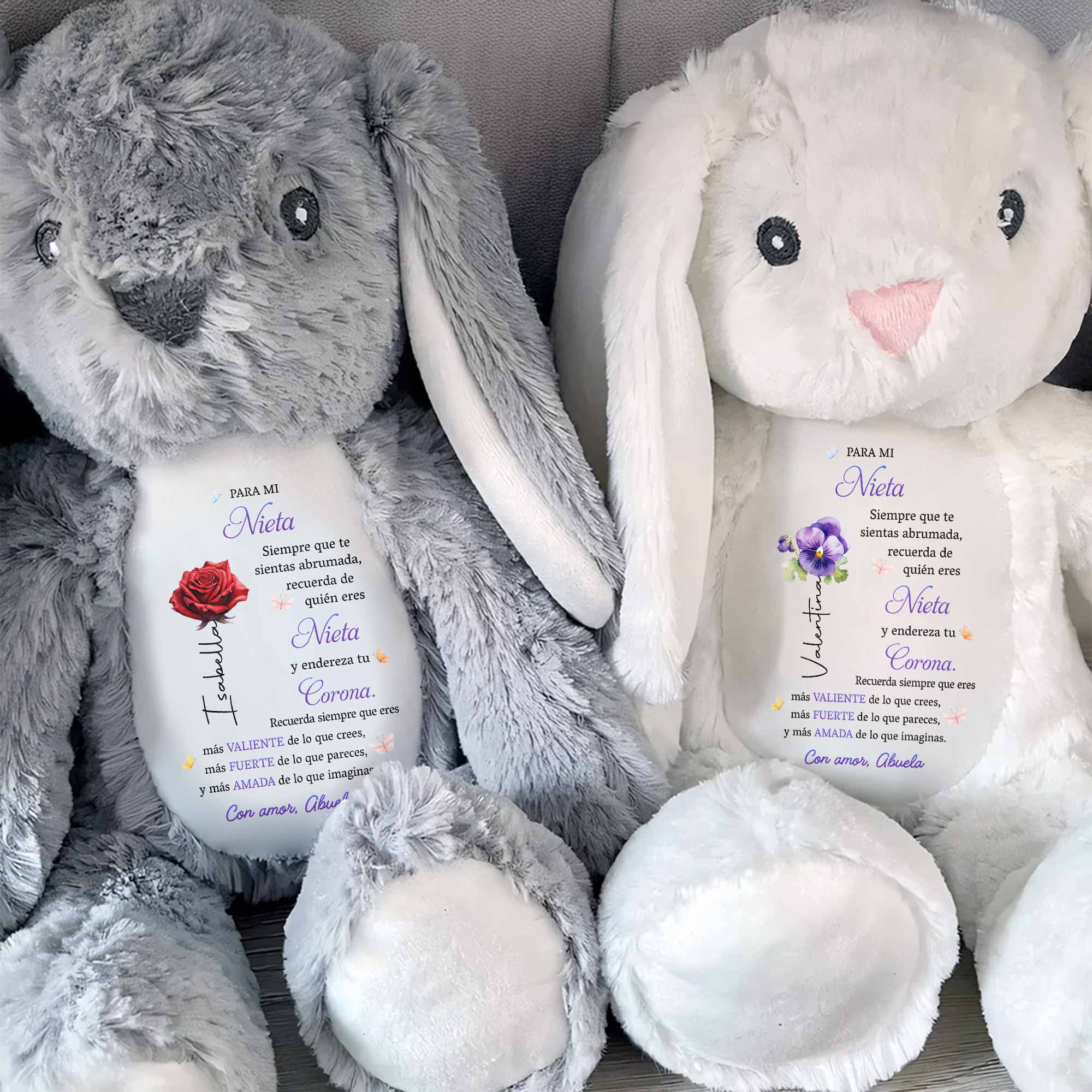 Personalized Stuffed Bunny Custom Name Gift for Granddaughter