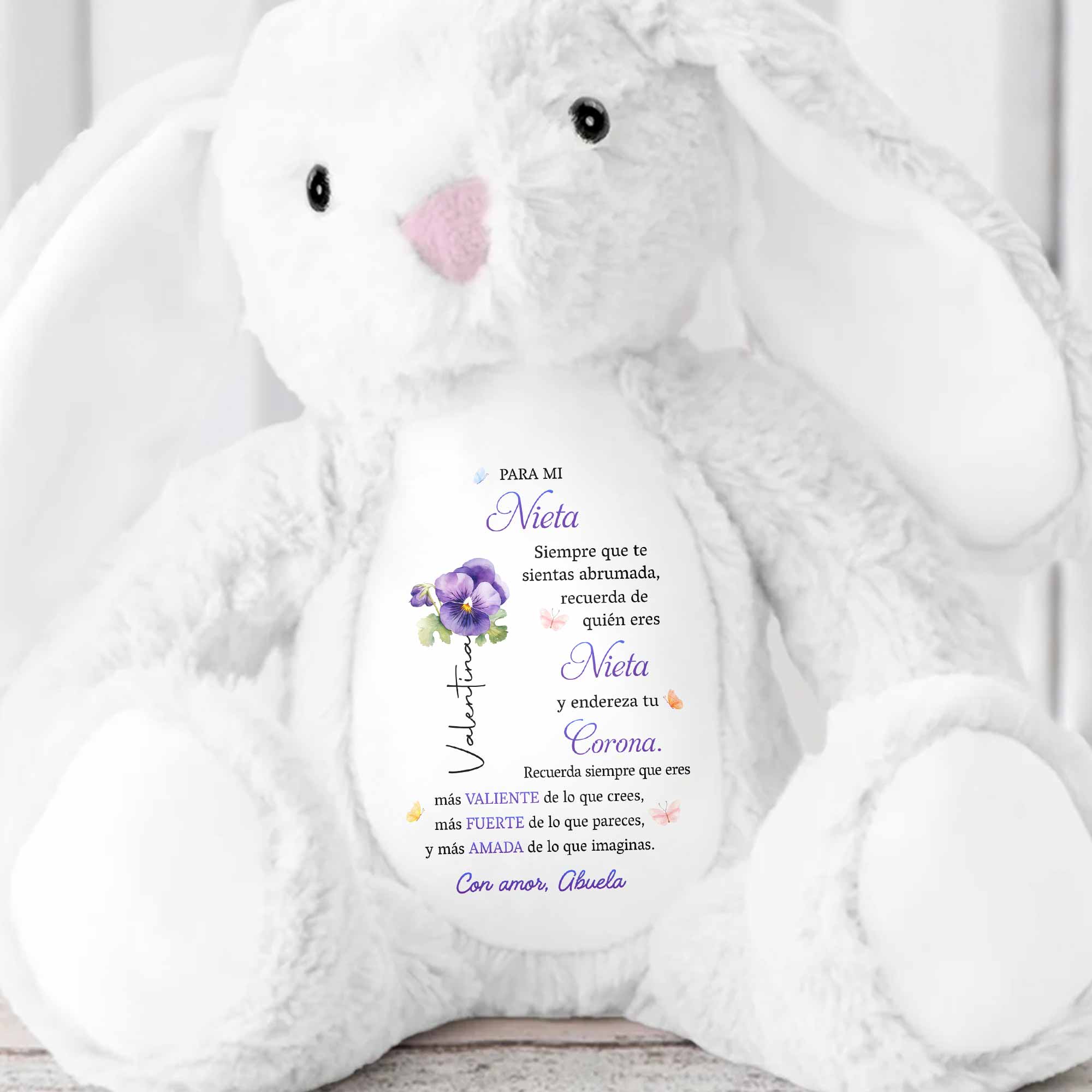 Personalized Stuffed Bunny Custom Name Gift for Granddaughter